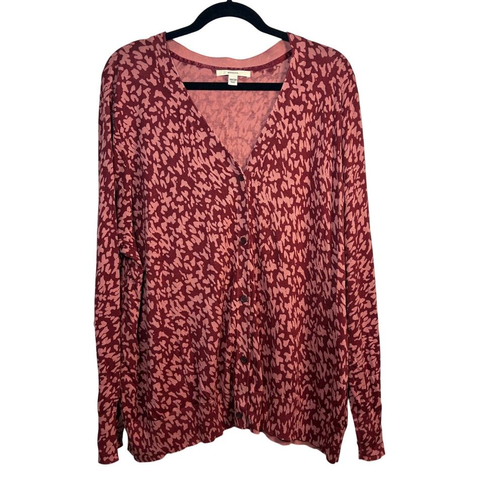 Merona Maroon Floral Cardigan Sweater Button Up V-Neck Plus Size 28W 30W 4X - Picture 1 of 5